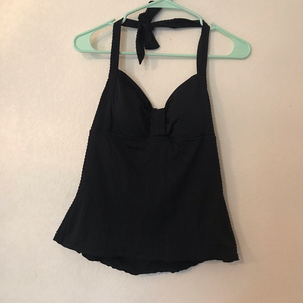Croft & Barrow Slimming Swim Black Halter Retro 12